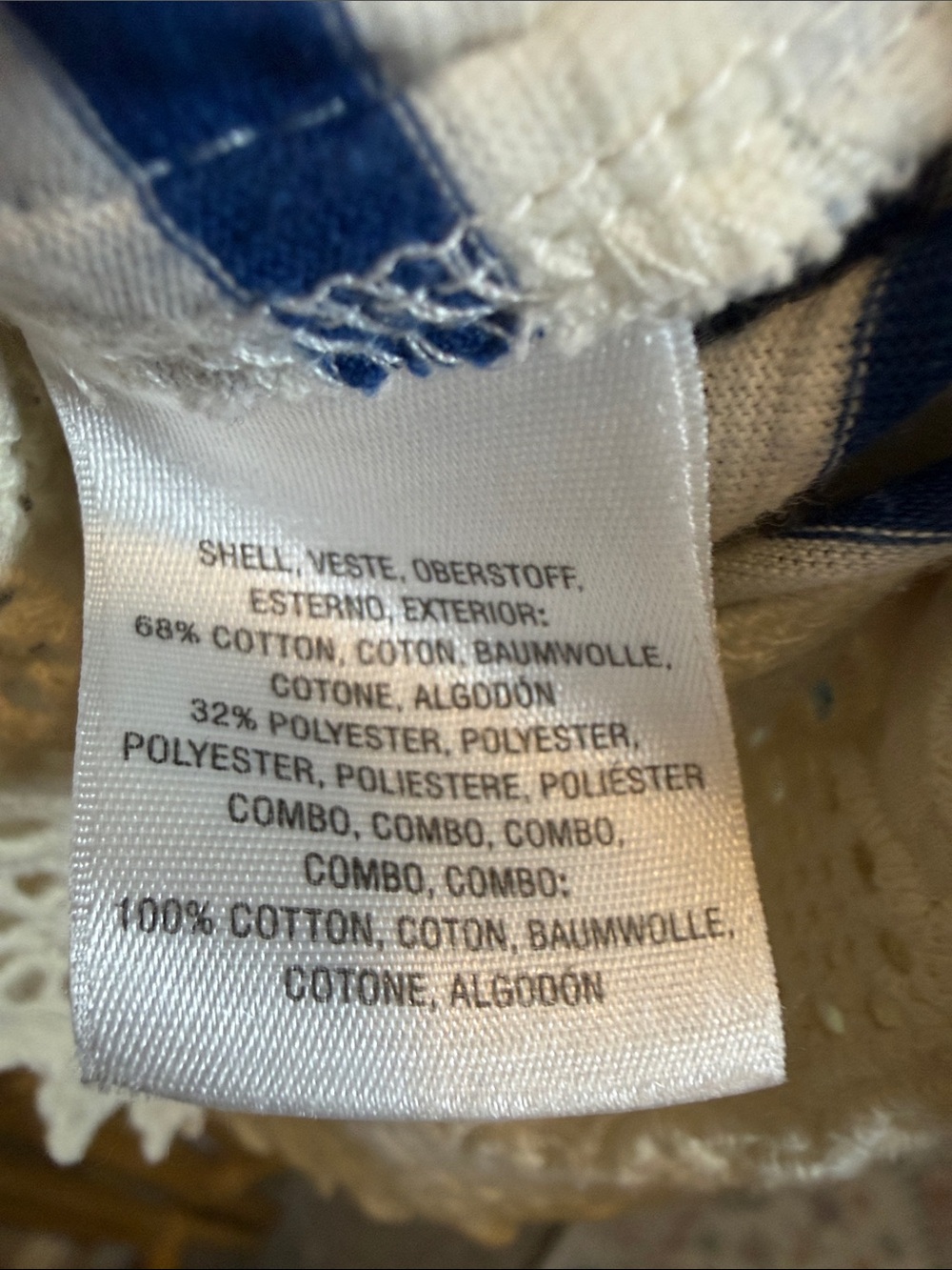 Little Yellow Button Striped Blue & White Lace-Hem Women's Top - Picture 5 of 6